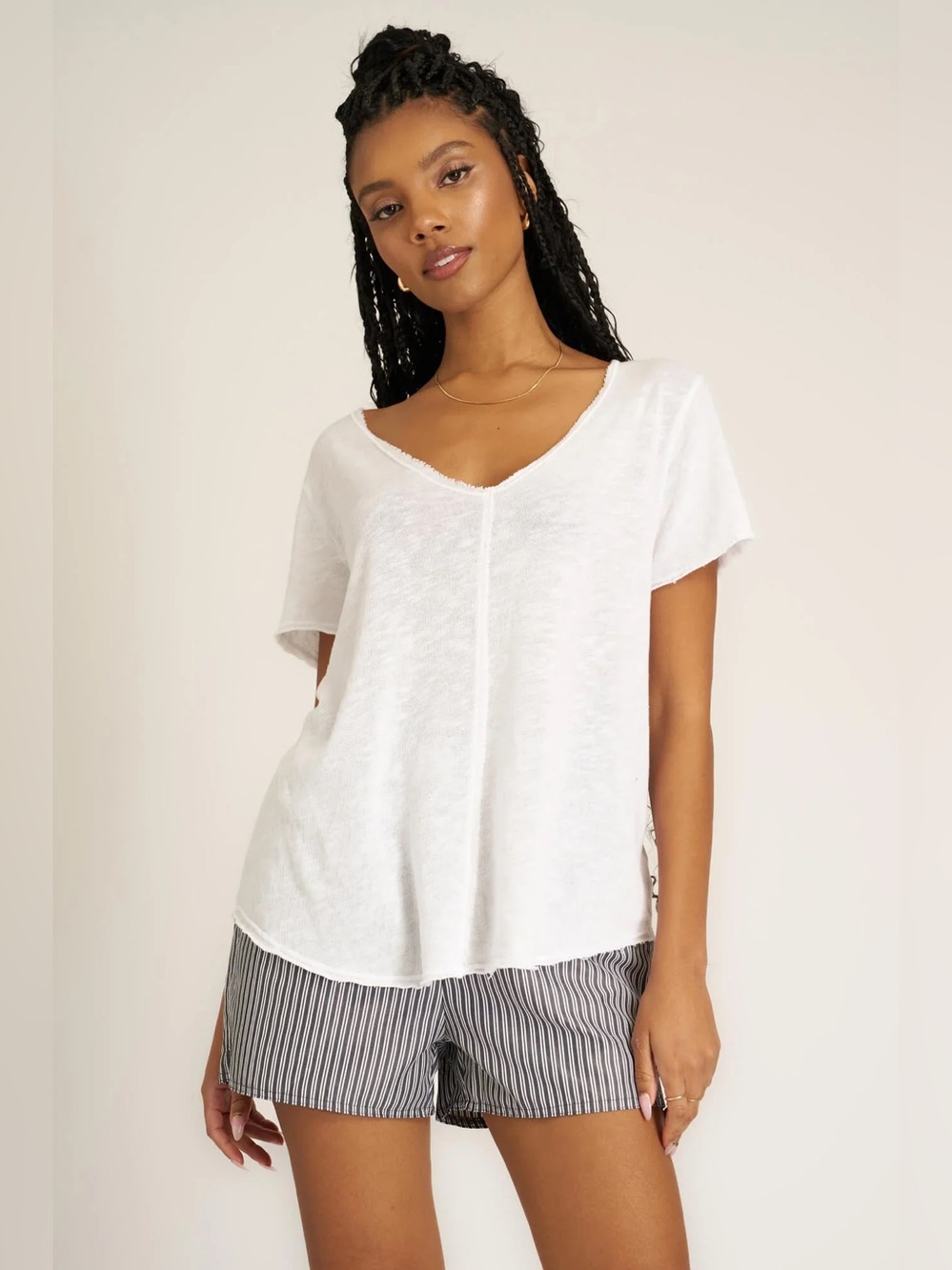 Project Social T White V-Neck Short Sleeve Tee
